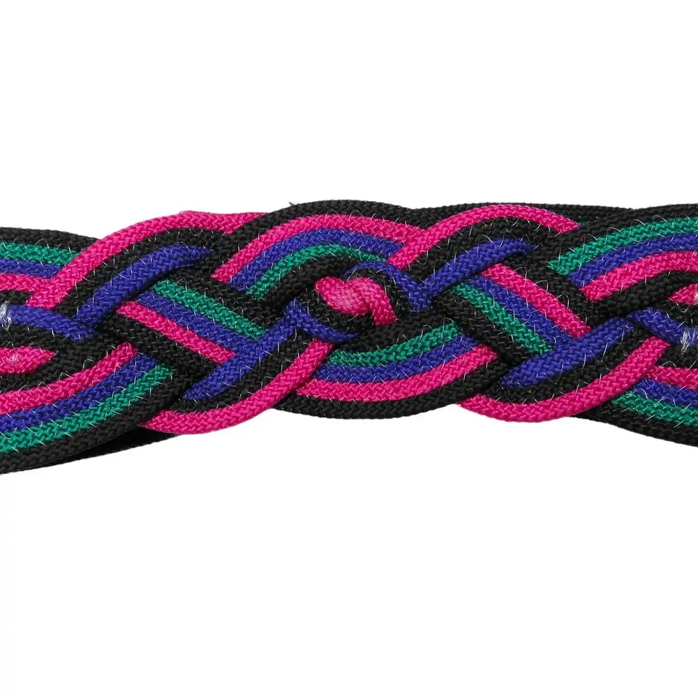1990s Vintage Woven Braided Colorful Belt Pink Purple Green Black